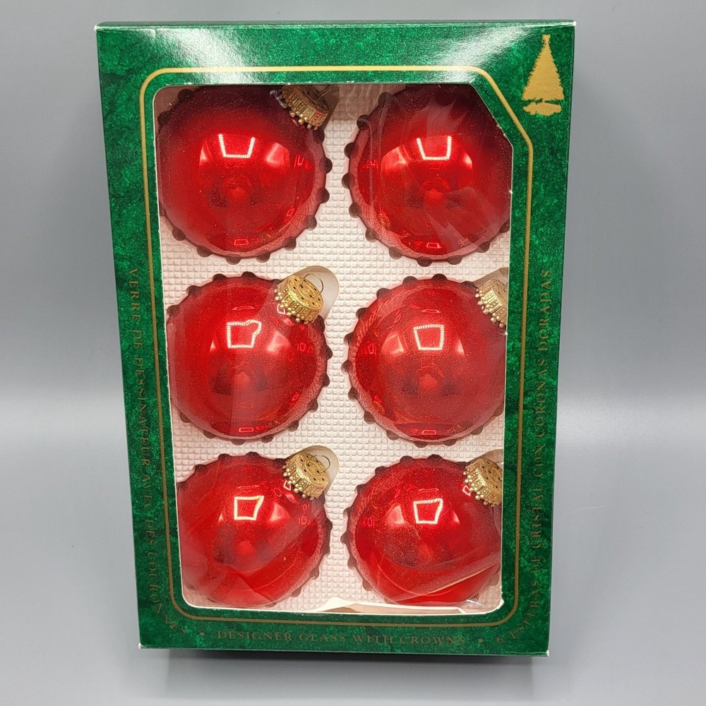 Vintage Krebs Red Glass Christmas Ornaments Set Of 6 Holiday Tree Decor